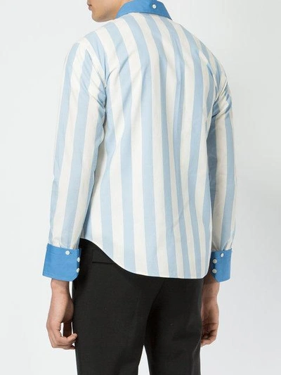 Shop Ports 1961 Striped Button Shirt - Blue