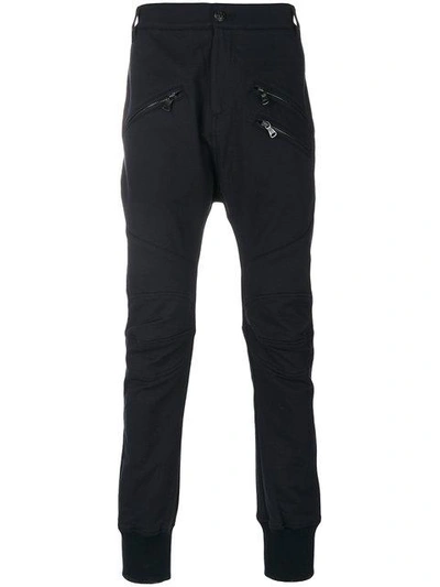 Shop Pierre Balmain Zipped Panelled Trousers - Blue