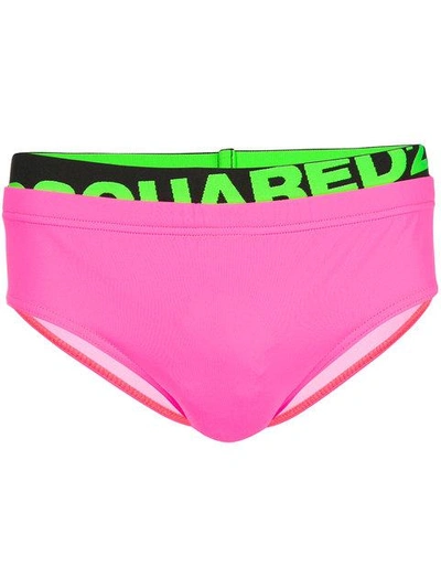 Shop Dsquared2 Neon Swim Briefs - Pink