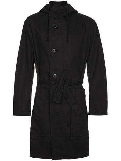 Shop Ann Demeulemeester Belted Parka Coat - Black