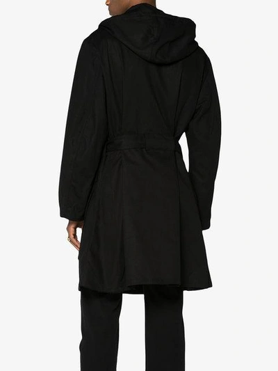 Shop Ann Demeulemeester Belted Parka Coat - Black