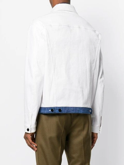 Shop Fendi Ff Contrast Hem Denim Jacket - White