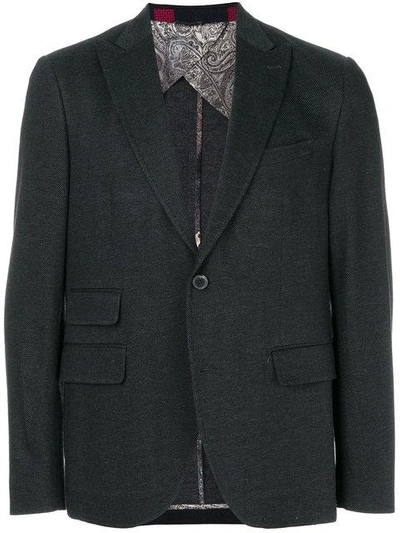 Shop Etro Peaked Lapel Blazer - Grey