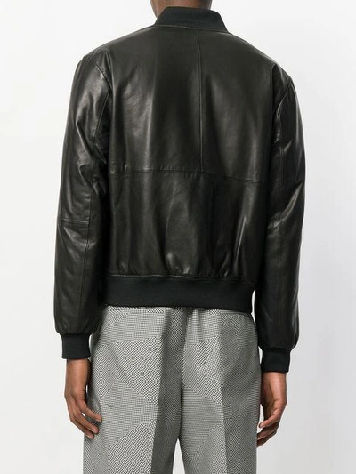 Shop Mcq By Alexander Mcqueen Leather Bomber Jacket In Black