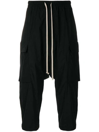 Shop Rick Owens Drop Crotch Cropped Trousers In Black