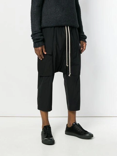 Shop Rick Owens Drop Crotch Cropped Trousers In Black