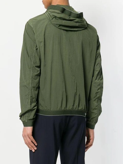 Shop Emporio Armani Hooded Zip-up Jacket - Green