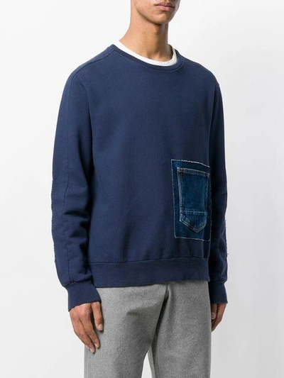 Shop Natural Selection Reworked Pocket Sweatshirt In Blue