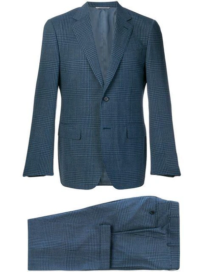 Shop Canali Two Piece Checked Suit - Blue