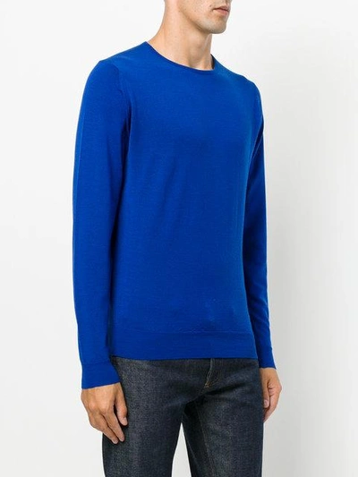 Shop John Smedley Crew Neck Pullover In Blue