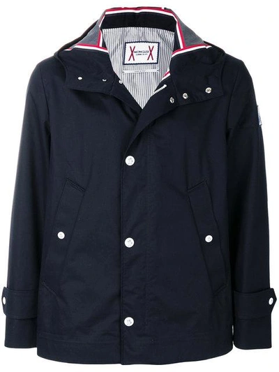 Shop Moncler Hooded Jacket In 761 Navy Blue
