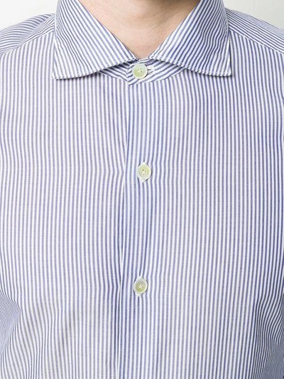 Shop Finamore Napoli Long Sleeved Stripe Shirt In Blue