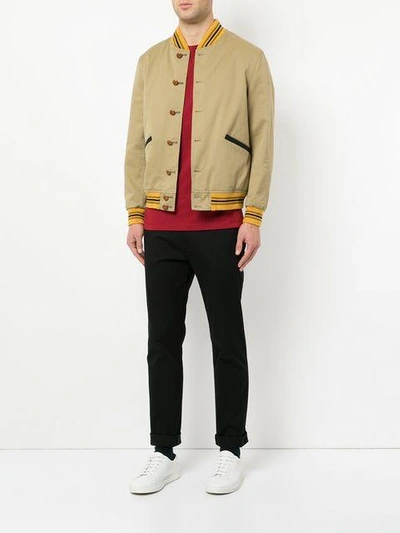 Shop Kent & Curwen Varsity Bomber Jacket In Green