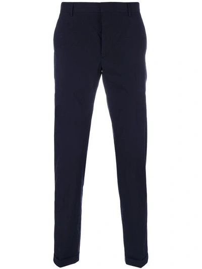 Shop Prada Slim Tailored Trousers In Blue