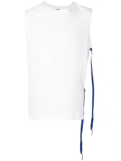 Shop Raf Simons Side Lace-up Sleeveless T-shirt - White