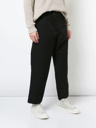 Shop Jan-jan Van Essche Cropped Flared Trousers In Black