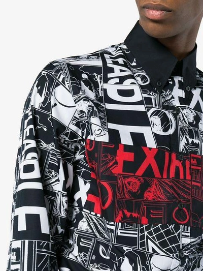 Shop Prada Black Comic Print Shirt