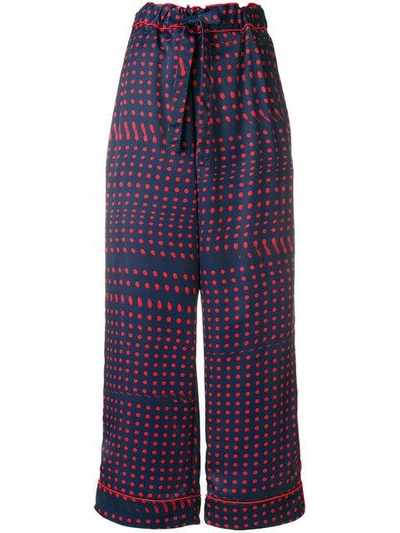 Shop Facetasm Polka Dots Wide-leg Trousers In Blue
