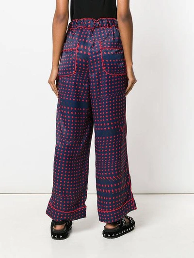 Shop Facetasm Polka Dots Wide-leg Trousers In Blue