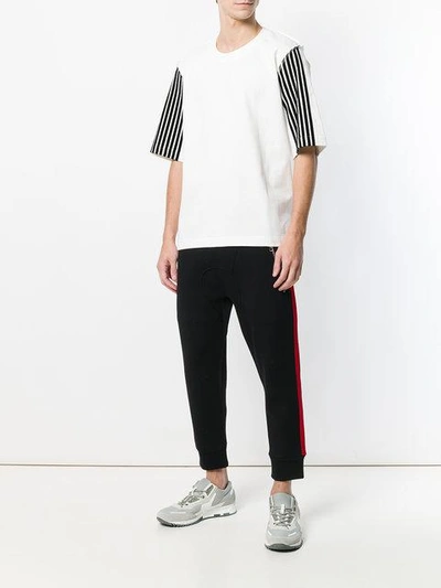 Shop Dima Leu Striped Sleeve T-shirt - White