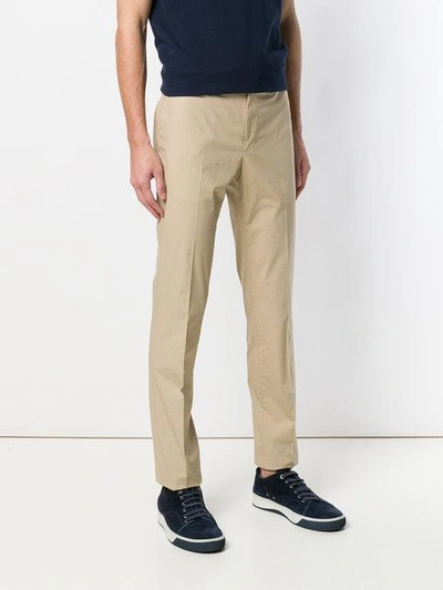 Shop Incotex Creased Straight Leg Trousers In Brown