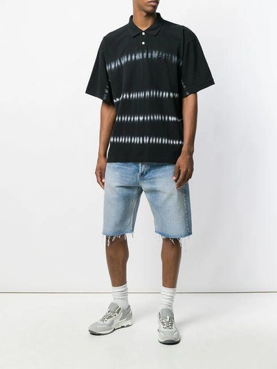 Oversized Tie Dye Stripe Polo Shirt In Black