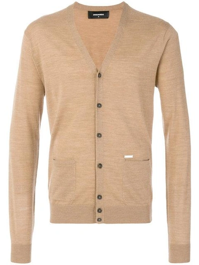 Shop Dsquared2 Button Front Cardigan In Neutrals