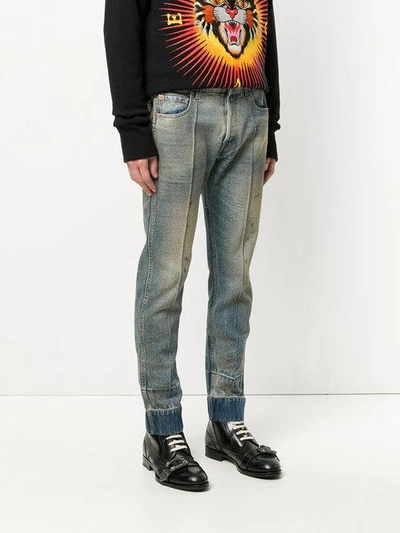 Shop Gucci Stained Punk Jeans In Blue