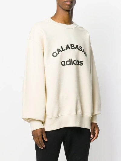 Yeezy Calabasas Adidas Print Cotton Sweatshirt In Neutrals | ModeSens