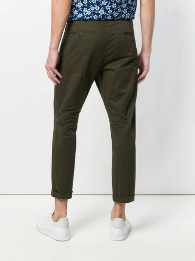 Shop Dsquared2 Cropped Zip Trousers In Green