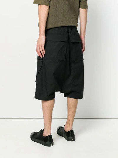 Shop Rick Owens Drop Crotch Cargo Shorts In Black