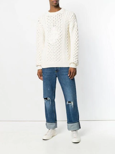 Shop Jw Anderson Cable Knit Sweater - White