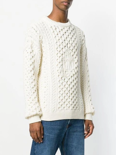 Shop Jw Anderson Cable Knit Sweater - White