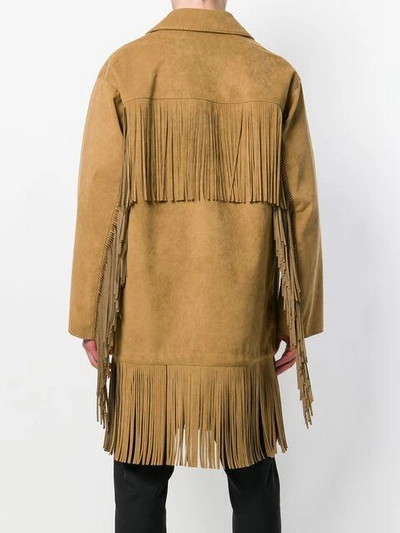 Shop Stella Mccartney Fringed Buttoned Coat In Neutrals