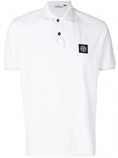 Shop Stone Island Logo Polo Shirt In White