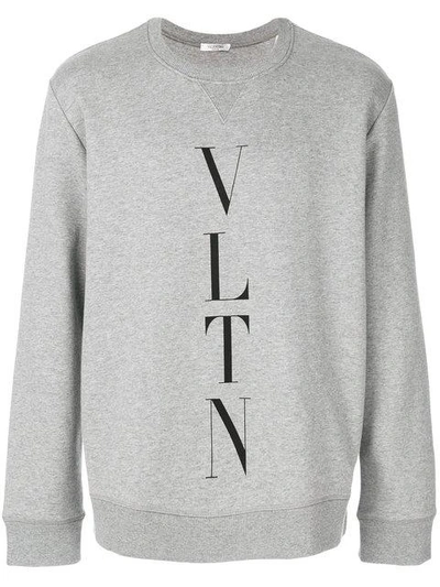 Shop Valentino Vltn Intarsia Sweatshirt In Grey