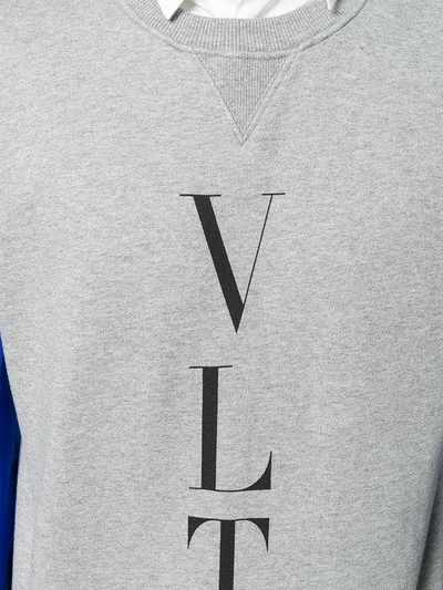 Shop Valentino Vltn Intarsia Sweatshirt In Grey
