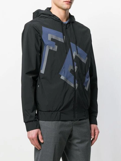 Shop Fendi Logo Zipped Jacket - Black