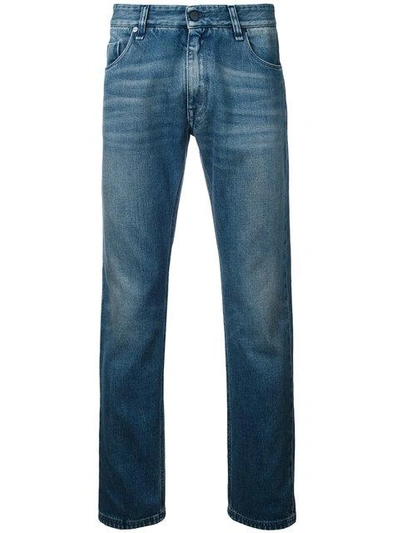 Shop Fendi Illustrate Slim-fit Jeans - Blue