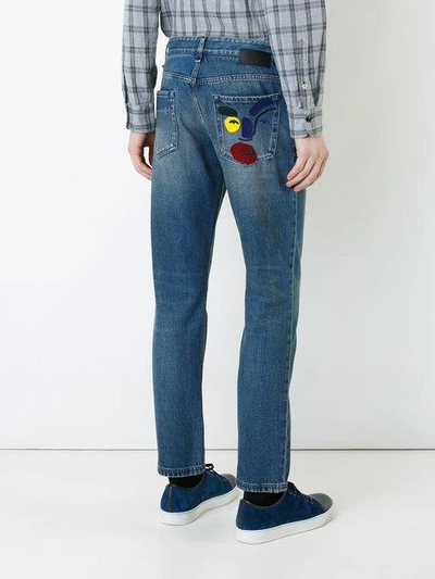 Shop Fendi Illustrate Slim-fit Jeans - Blue