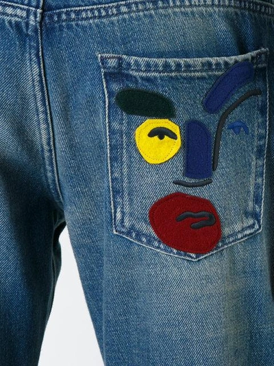 Shop Fendi Illustrate Slim-fit Jeans - Blue