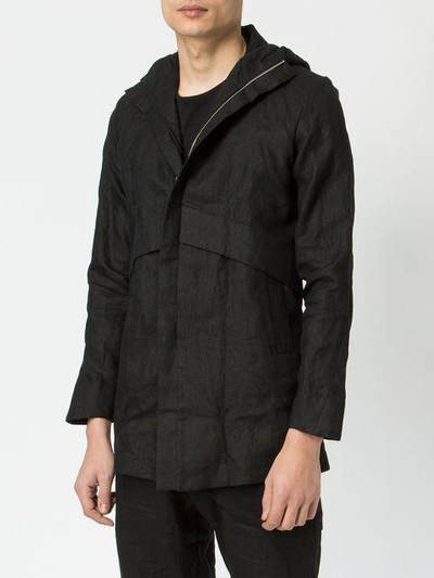 Shop A New Cross Creased Hooded Jacket - Black