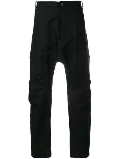 Shop Tom Rebl Dropped Crotch Trousers In Black