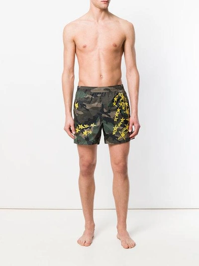 Shop Valentino Camouflage Print Swim Shorts