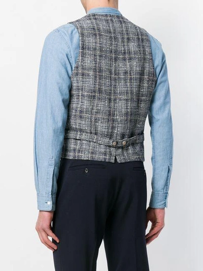 Shop Manuel Ritz Checked Textured Waistcoat - Blue