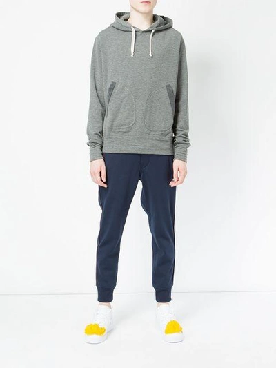 Shop Junya Watanabe Rear Print Hoodie In Grey