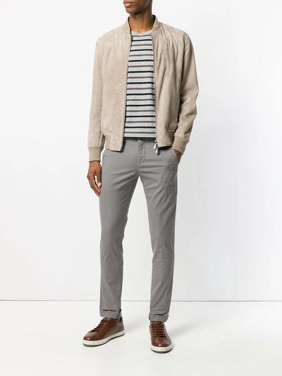 Shop Dondup Classic Chinos In Grey