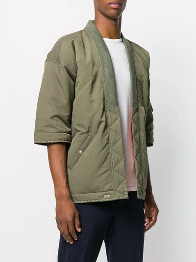 Shop Visvim Sanjuro Kimono Down Jacket In Green