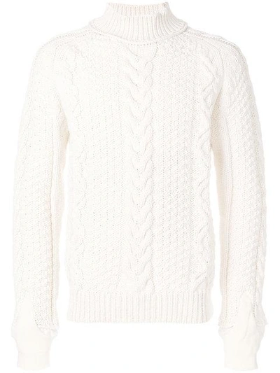 Shop Sacai Cable-knit Jumper - White