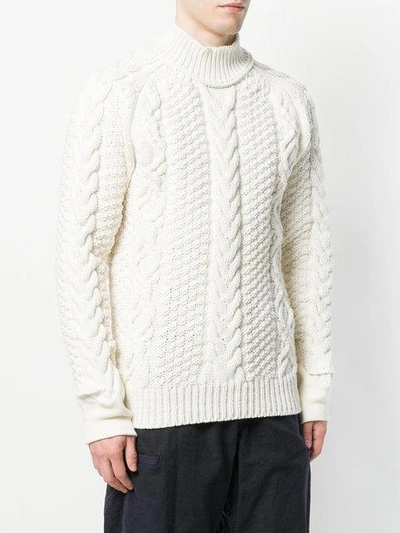 Shop Sacai Cable-knit Jumper - White